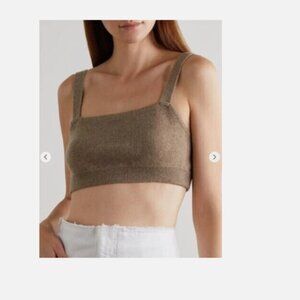 New FRAME Cashmere Cropped Tank Beige Spelt Top Sz XSmall Retail $230